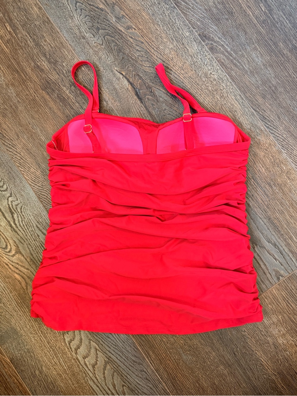 Ocean Blues Red Ruched Tankini Top, size L - Picture 2 of 9